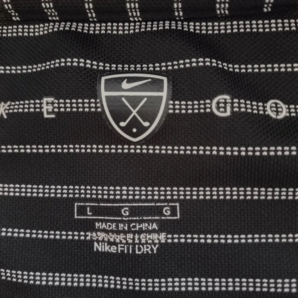 Nike Golf Polo Shirt Men's Large Norm Core Athleisure Black Striped Nike Fit DRY